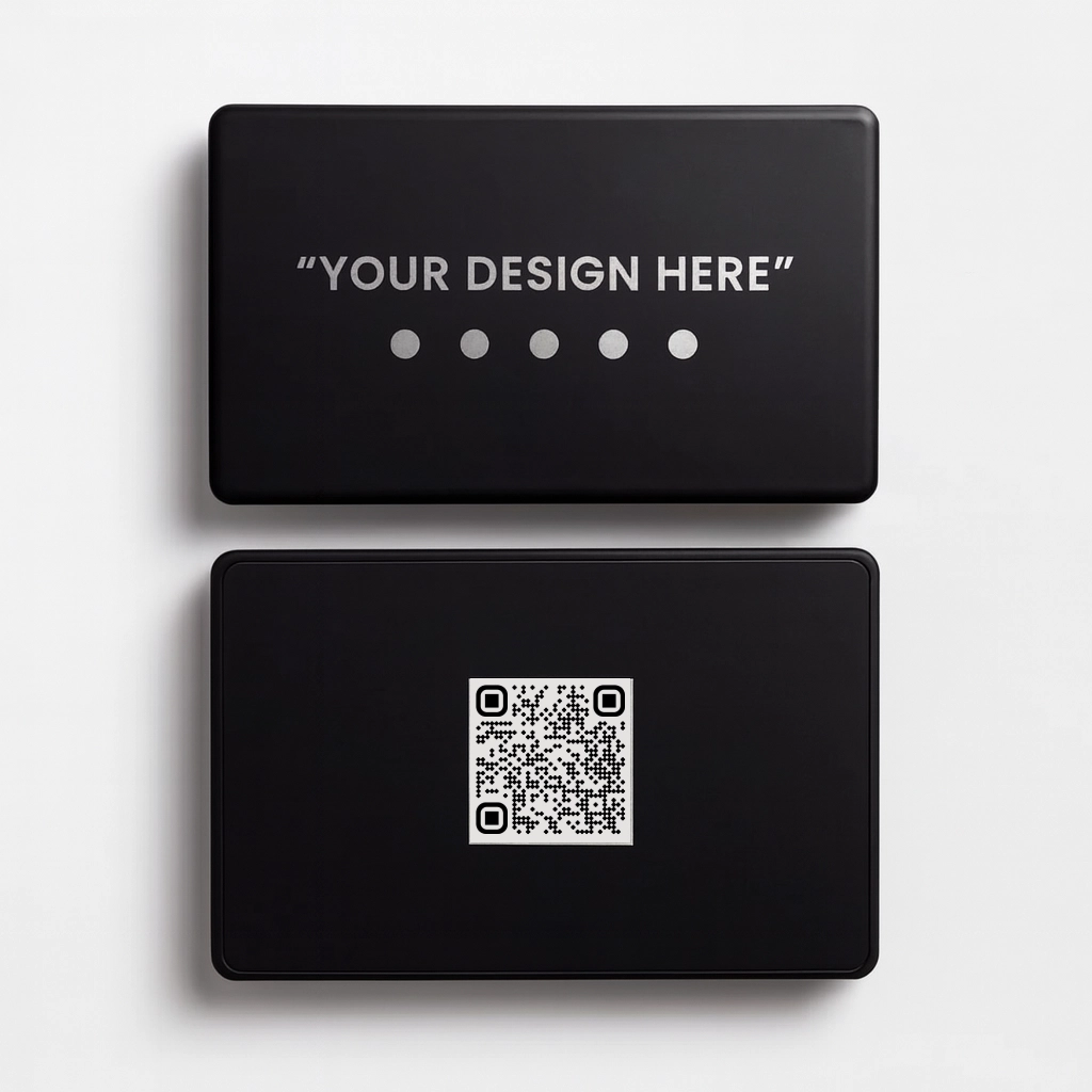 Black Cover Customized Black Metal Digital Business Card - Image 1