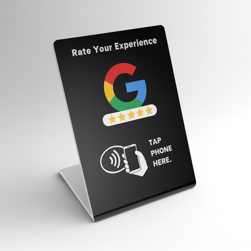pvc stand Custom NFC Google Review & Menu PVC Stand 7-Shape - Image 1